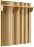 Modway Render Modern Fluted Wood Coat Rack Panel in Light Oak with Shelf and Hooks – Wall-Mounted Entryway Organizer for Hallway, Mudroom, or Foyer by Modway