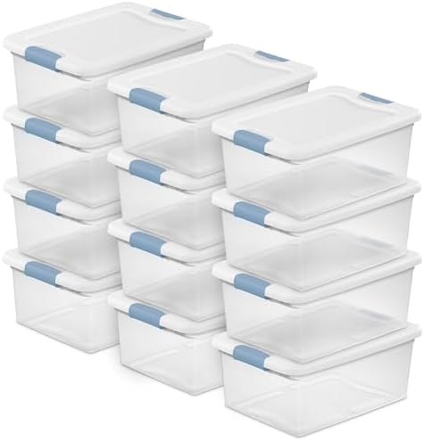 Sterilite Latching Box with Lids for Home and Office, 15 Quart, 12-Pack by Sterilite