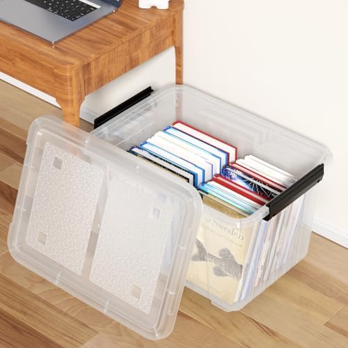 4-Pack 50 Quart Plastic Storage Bin, Stackable Wheeled Box, Clear - Image 5