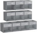DIMJ Storage Cubes, Cube Storage Bin, 10 Pack Foldable Storage Cubes with Window, Closet Storage Bins with Handle, 11x 11 inch Storage Box for Clothes, Toys, Books (Grey) by DiMJ