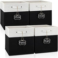 13x15x13 storage cube bins,Set of 4 Collapsible Fabric Storage Cubes with Labels,Linen Cube Storage Organizer Bins Kallax Storage Cubes for Organizing Office,Shelves,Cabinet,Clothes(White Black). by Storageexperts
