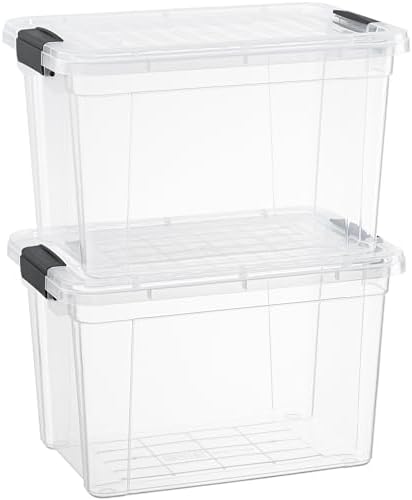 Superio 8.7 Quart Clear Plastic Storage Boxes with Lids, Stackable Organizer Containers, BPA-Free Storage Bins for Home, Office, School & Dorm, 2 Pack by Superio