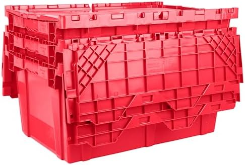 HE HUDSON EXCHANGE 27.3x17.2x12.6” (3 Pack, 18.7 Gallon) Tote with Attached Lid, Red by HudsonExchange