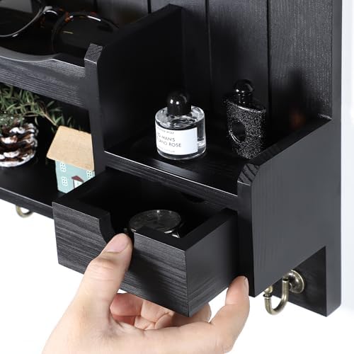 DOPACE Handcrafted Pine Wood Mail Organizer & Key Holder, Black - Image 4