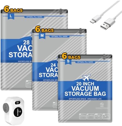 Travel Vacuum Storage Bags with Cordless Pump, 18-Combo Set by Odilona