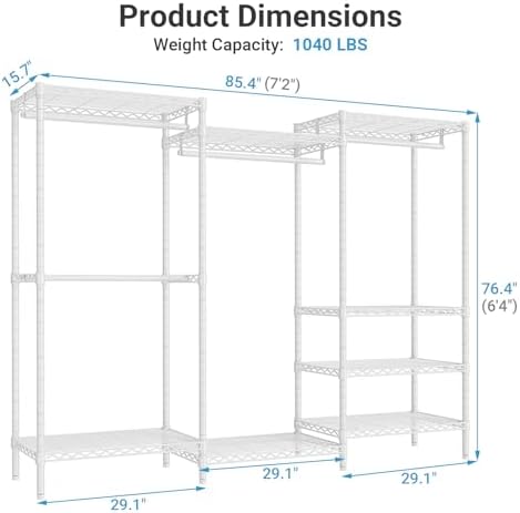 VIPEK V5 Plus Heavy Duty Clothes Rack, Large Modular Closet System, White - Image 6