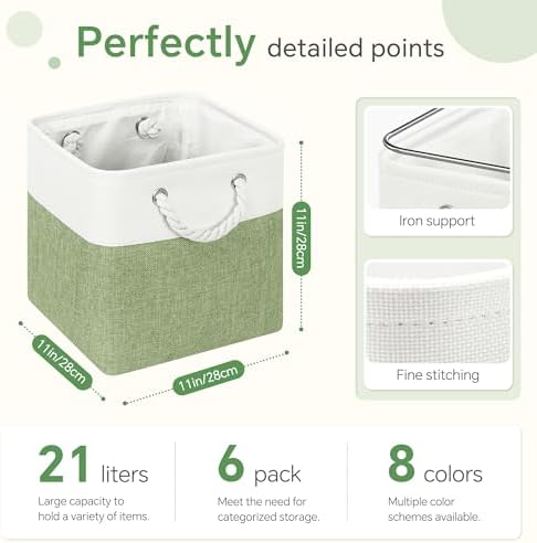 FinishingBo 11 inch Cube Storage Bin with Handles 6 Pack - Image 4