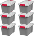 IRIS USA 6-Pack 5 Gal Heavy Duty Lockable Storage Totes with lids, Gray by IRISUSA