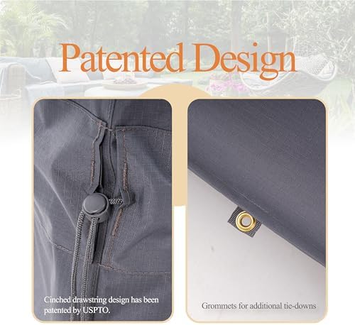 WJ-X3 Round Patio Furniture Cover, 62" D x 31" H, Gray - Image 5