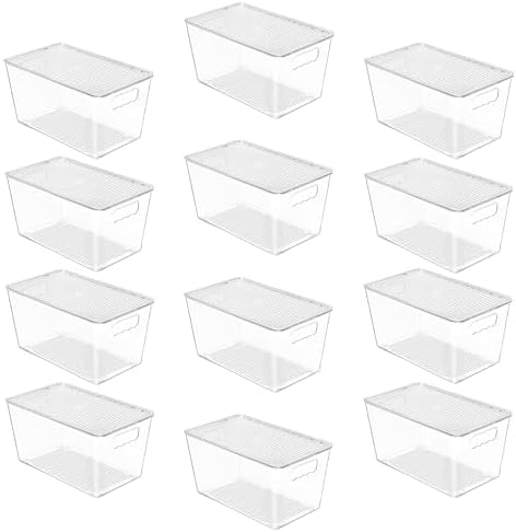 Vtopmart 12 Pack Clear Stackable Storage Bins with Lids and Handles, Medium by Vtopmart