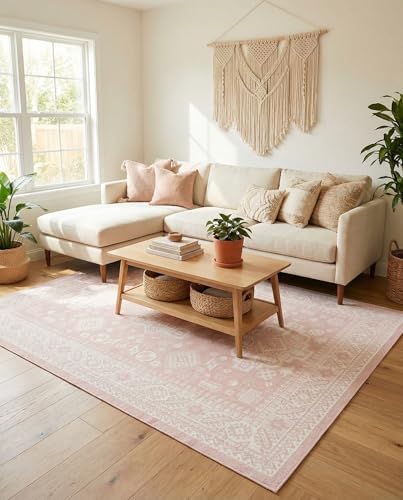 Rugs.com - Outdoor Aztec Rug – 7' 1 x 10' Pink Washable Indoor/Outdoor Rug – Flatweave Aztec Pattern for Patios, Decks, and Porches - Image 5