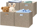 Posprica Collapsible Storage Bins,13×13 Foldable Storage Cube Boxes Fabric Drawer Fabric Storage Bins Vinyl Record Light Coffee, 4 Pack by Posprica