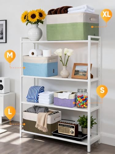 BALEINE 3 Pack Fabric Closet Storage Bins for Shelves, Linen Closet Organizers and Storage, Decorative Baskets for Organizing, Shelf, Clothes, Home, Office (Grey, 17''x13''x10.5'') - Image 4