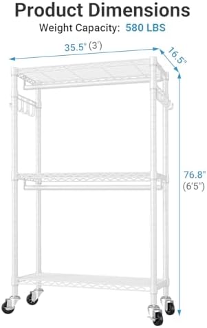 VIPEK R2 Clothing Rack for Hanging Clothes Rolling Clothes Rack Heavy Duty - Image 5