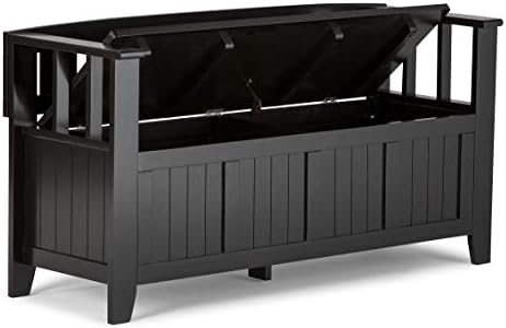 SIMPLIHOME Acadian 2-Seater Storage Bench and Cabinet Set in Black - Image 3