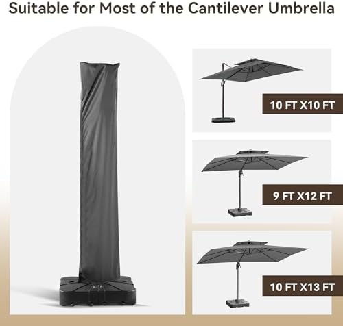 Patio Umbrella Cover Outdoor Offset Cantilever Umbrella Covers, Grey - Image 3