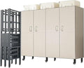 Foldable Portable Closet Wardrobe on Wheel 2000Ibs Heavy-Duty Clothe Rack with Cover Freestanding Metal Clothing Rack Armoire Storage System Rolling Garment Racks (off white, 49.2in) by FKKPRVAX