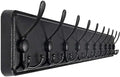 SKOLOO Coat Rack Wall Mounted - 38.3'' Long, Wooden, Heavy Duty, Rustic Coat Hooks for Wall, 16'' Hole to Hole, Wall Coat Rack with 10 Triple Hooks for Hanging Clothes, Jacket, Hat(Black) by SKOLOO