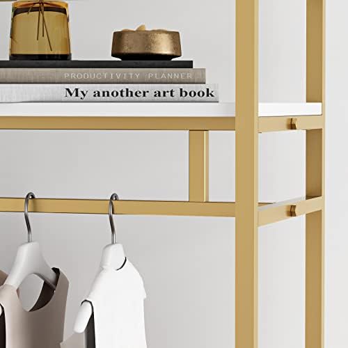 Heavy Duty Gold Clothing Rack with Shelves for Hanging Clothing, Gold Metal Freestanding Garment Rack for Retail Display (59" L) - Image 6
