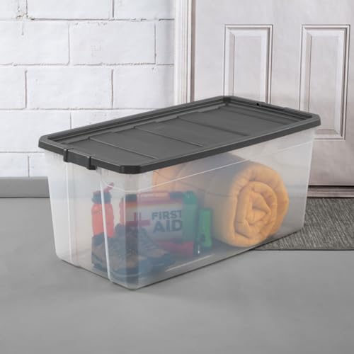 Sterilite 6-Pack Modular Stacker Box, Durable Clear Plastic Storage Bins with Latching Lids, 200 Quart - Stackable Organizing Container Boxes for Closet, Bathroom, and Office - Image 5