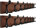 WEBI Coat Rack Wall Mount,43" Solid Wood Coat Hooks Wall Mounted Coat Hanger,16" Hole to Hole,Heavy Duty 8 Triple Hooks for Hanging Coats,Jacket,Hat,Backpack,Farmhouse,Reddish Brown,2 Packs by WEBI