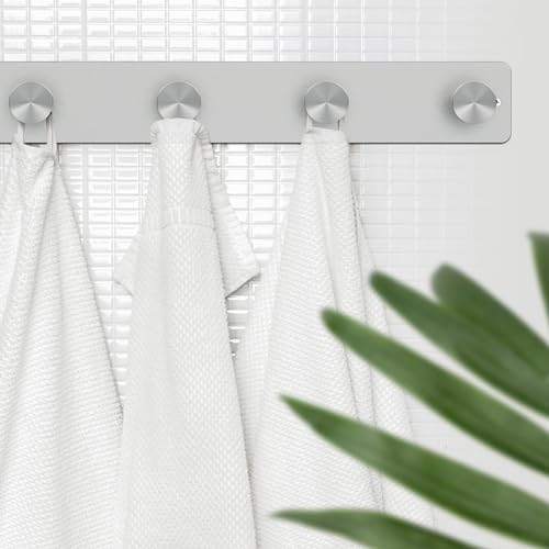 RICOO Heavy Duty Stainless Steel Wall Mounted Coat Hooks, MH025S-4, Elegant Hook Rack for Entryway, Kitchen, Bathroom, with 4 Durable Hooks, Silver - Image 4