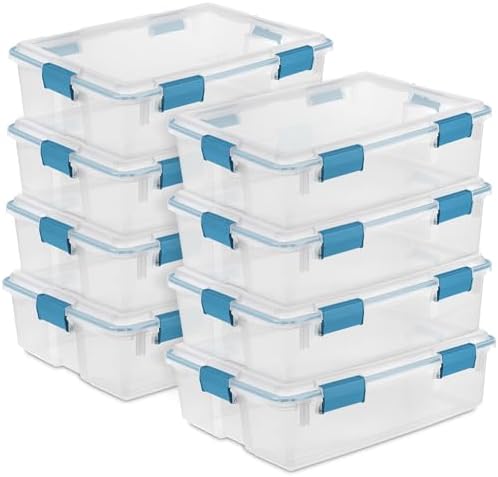 Sterilite Gasket Storage Box with Lids for Home & Office, 37 Quart, 8-Pack by Sterilite