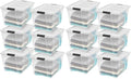 IRIS USA 54 Qt Storage Bins with Lids, 12 Pack, Dividers, Clear/White by IRISUSA