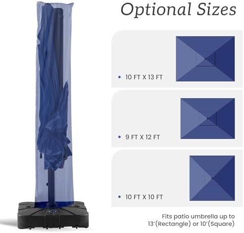 Cantilever Patio Umbrella Cover with Zipper and Rod - Image 2