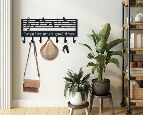 Key Holder for Wall, Custom Musical Notes Coat Keychain, Personalized Music Notes Coat Rack for Wall, Symbols Bird Art, Music Lover Gifts - Image 5