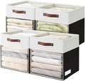 Bagnizer Storage Cubes, 4 Pack Linen Foldable Storage Bins with Clear Window and 2 Handles, 13x15x13 Storage Cube Bins for Shelf Closet, Kallax, Clothes, Books - (Black / Off-White) by Bagnizer