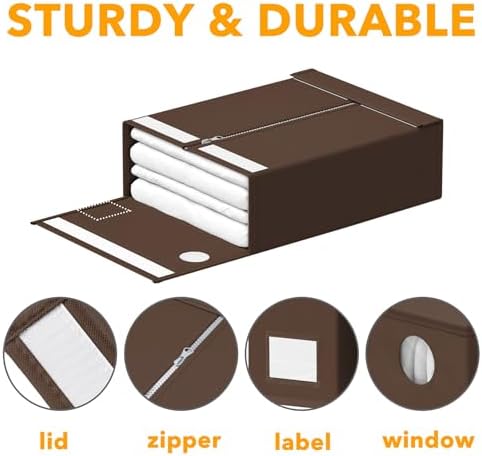 SpaceAid 8 Pack Bed Sheet Organizers and Storage, Foldable Linen Closet Organizer, Set Folder Keeper With Window XL (Queen & King Size) Bedding Container (Brown) - Image 6
