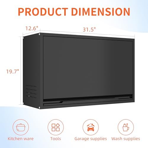 Garage Wall Cabinet, 19.7" H Metal Wall Cabinet with Up-Flip Door - Image 3