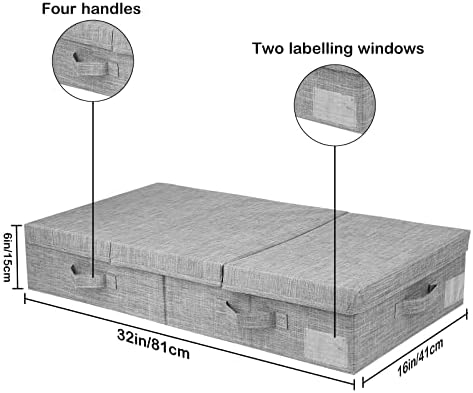 DAYARD Underbed Storage Container Bins with Lids, Under Bed Storage Organizer with Sturdy Handles Sidewalls Bottom, Foldable Clothes Bag (Set of 2) Large, Grey - Image 7
