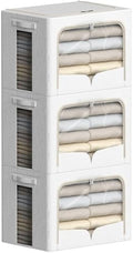 FHSQX 3 Pack Clothes Storage Bins, Cream White, 16.5x12.2x12.2inch by FHSQX