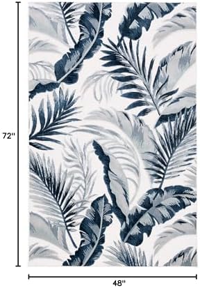 SAFAVIEH Washable Rug Outdoor Cabana Collection - 4' x 6', Ivory & Navy, Non-Shedding & Easy to Clean, Ideal for Patio, Backyard, Mudroom (CBN452A) - Image 2
