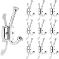 10 Pack 4-3/4 inch Polished Chrome Coat Hooks, Wall Mounted with Screws Suitable for Hanging Keys, Bath Towel, Bags, Hats, etc. Square Zinc Alloy mudroom Hooks by CABDM