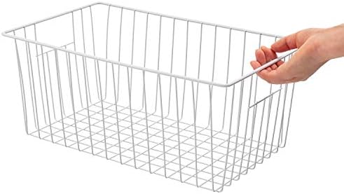 16Lx12Wx6H inch Wider Freezer Organizer Baskets Container, Refrigerator Metal Wire Storage Bins with Handles for Kitchen, Pantry, Cabinet, Closets - Pearl White（4 Packs - Image 5