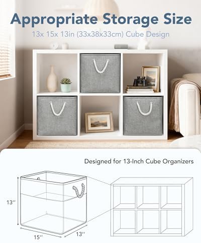 13x15x13 Inch Large Storage Bins with Cotton Rope Handles 6-Pack - Image 2