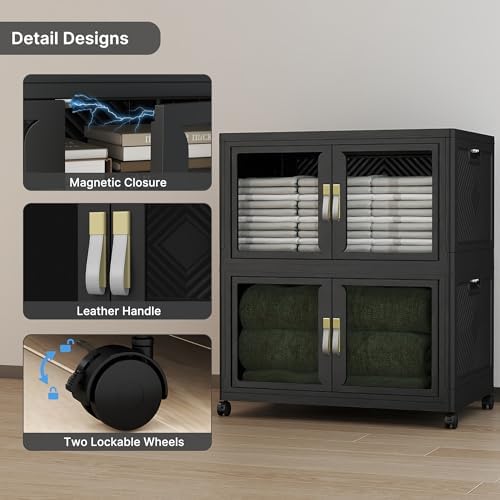 544QT Stackable Storage Bins with Lids, 136Gal Foldable Storage Cabinets - Image 6
