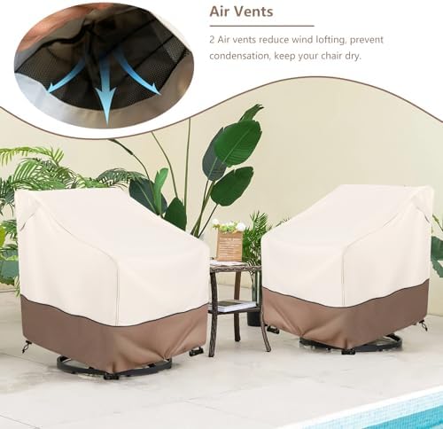 Patio Swivel Chair Cover 4 Pack,Waterproof Heavy Duty Outdoor Chair Covers,Outdoor Swivel Chair Cover for Patio Furniture Covers(30 W x 34 D x 38.5 H inches),Beige & Brown - Image 3