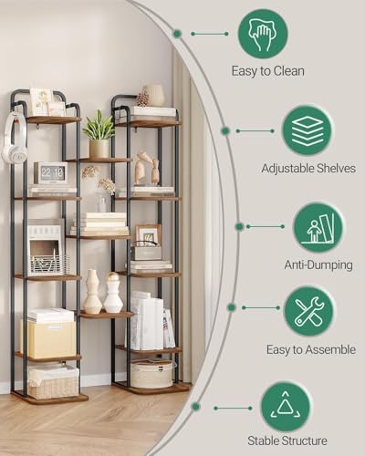 Hzuaneri 8 Tiers Vertical Shoe Rack, Tall Shoe Shelf with 2 Hooks - Image 7