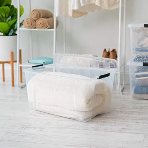 IRIS USA 72 QT Plastic Storage Box with Lid and Latches - 8 Pack - BPA-Free, See-Through Organizing Solution, Durable Nestable Stackable Containers, Secure Pull Handle - Clear - Image 6
