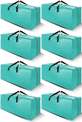 Cosy Family 8 Pack Heavy Duty Extra Large Moving Bags with Backpack Straps - Strong Handles & Zippers, Storage Totes For Space Saving, Fold Flat, Alternative to Moving Box, Aquamarine by Cosy+Family
