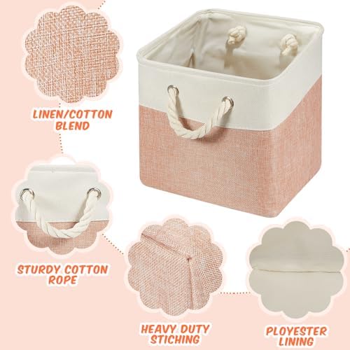 6 Pack 13 x 13 Inch Cube Storage Bins Fabric Square Cube Baskets, Morandi - Image 3