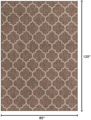 Unique Loom Outdoor Trellis Collection Area Rug (7' 1" x 10' Rectangle, Brown/ Ivory) - Image 2