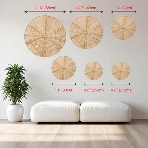 Laquedecraft Plates Wall Decor Set of 6, Natural Handwoven Wicker - Image 4