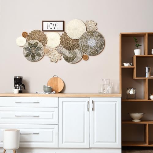 Xuhal 15 Pcs Boho Wall Basket Decor Handcrafted Seagrass Woven Wall Basket Rustic Round Woven Hanging Art for Home Farmhouse Kitchen Table Living Room(Elegant Style) - Image 5