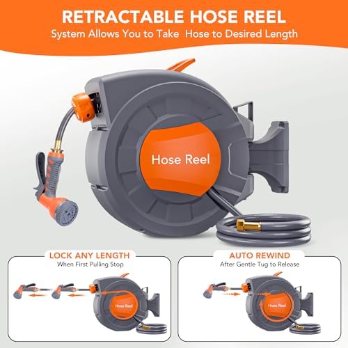 GAOMON Retractable Garden Hose Reel, Water Hose Reel 1/2 in x 100 ft - Image 2
