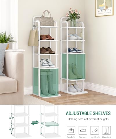 Hzuaneri 6 Tiers Vertical Shoe Rack, Tall Shoes Shelf with 2 Hooks - Image 4